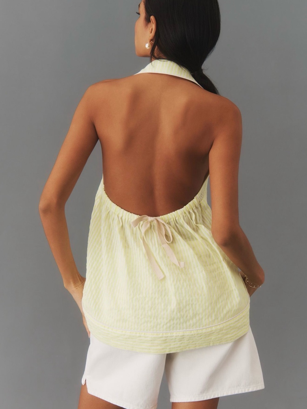 Anthropologie Button-Front Halter Swing Blouse - Picture 2 of 3